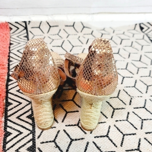 Sam Edelman Annabel Gold Wedge Espadrilles, sz 8 - Picture 6 of 13